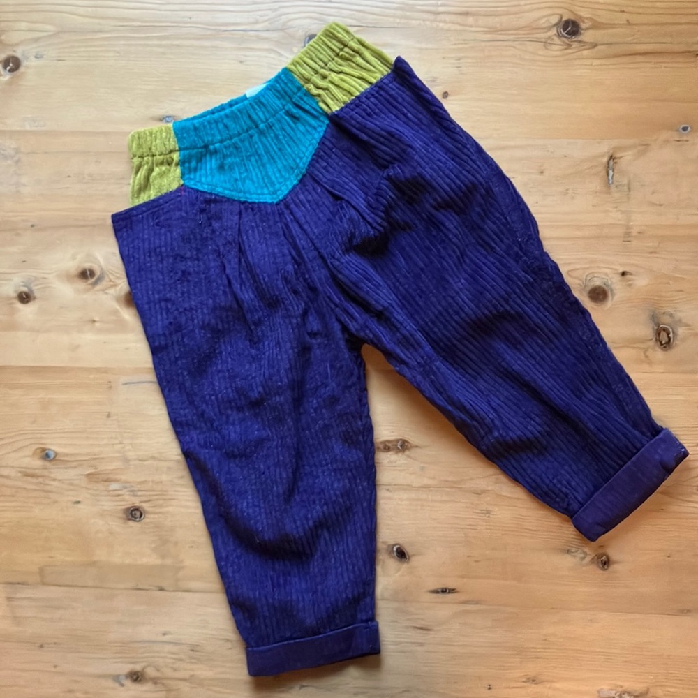 brummi size 86 (1T) 24 mo. wide wale corduroy pull up pants purple and blue NWOT